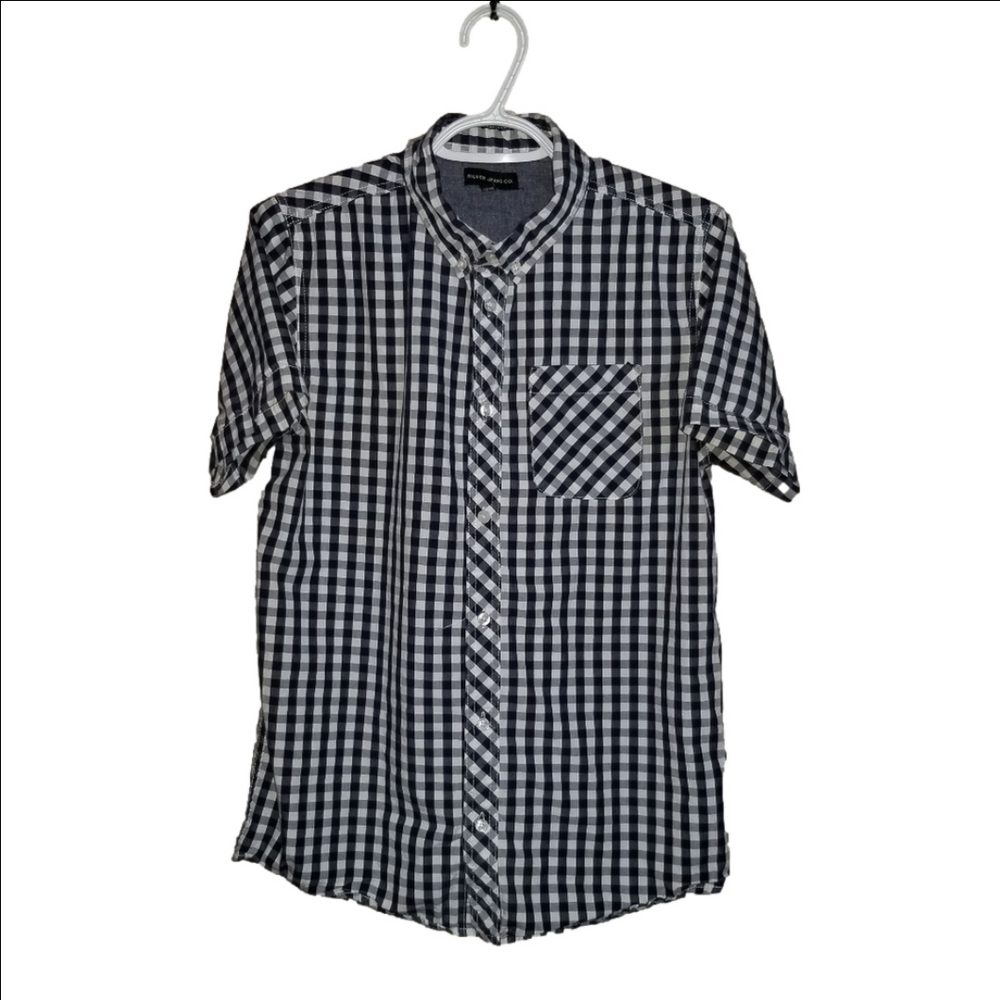 Silver Jeans Co Short Sleeve Small Window Check Button Down Label Reads Size S